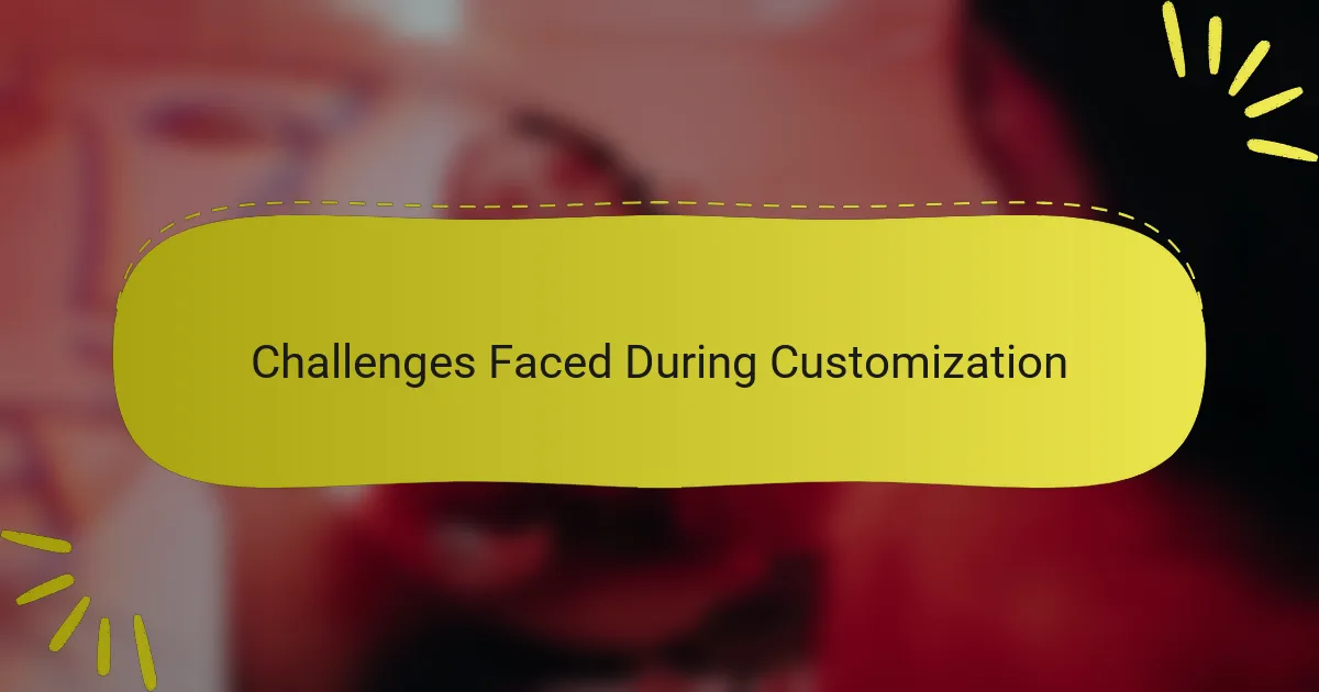 Challenges Faced During Customization