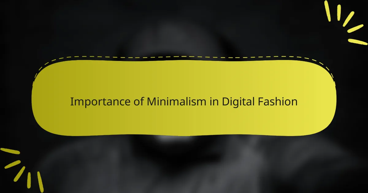 Importance of Minimalism in Digital Fashion
