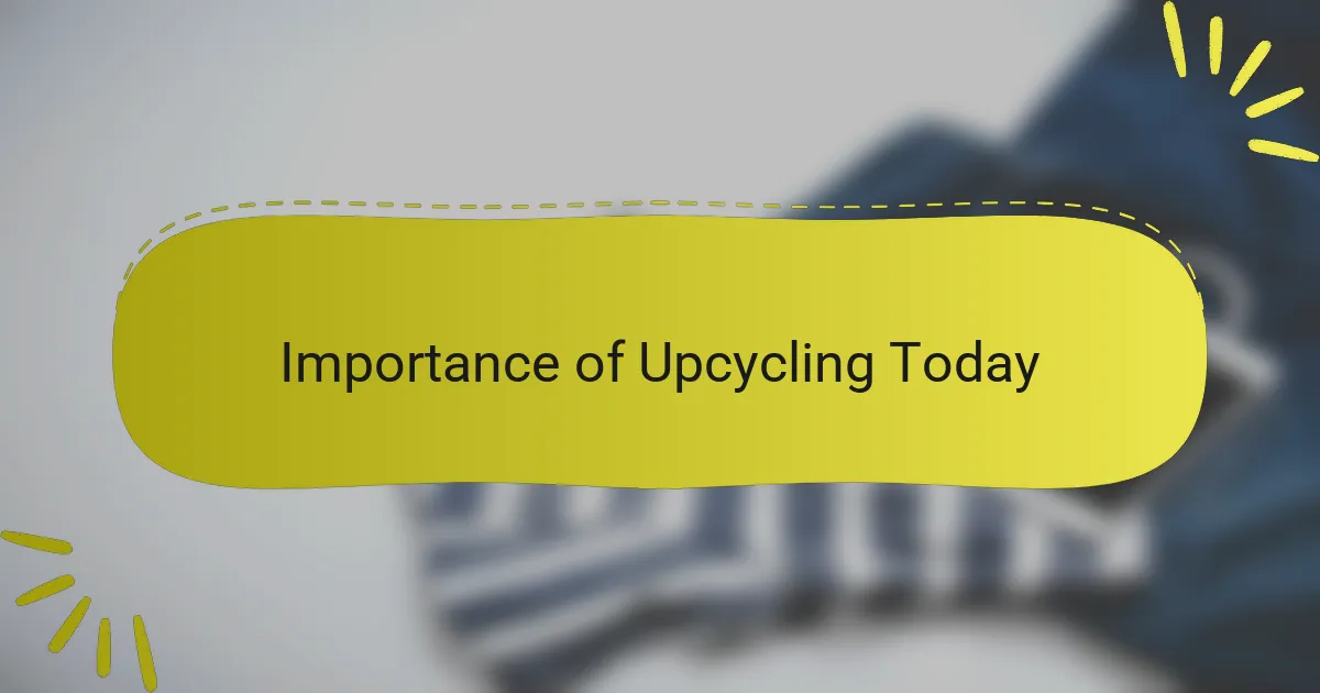 Importance of Upcycling Today