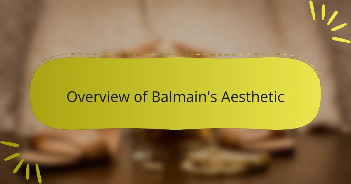 Overview of Balmain's Aesthetic