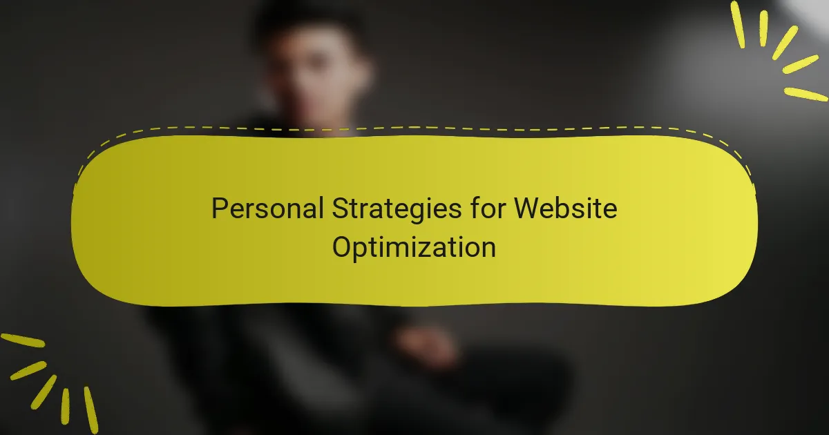 Personal Strategies for Website Optimization