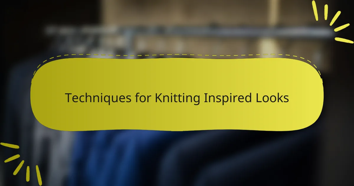 Techniques for Knitting Inspired Looks